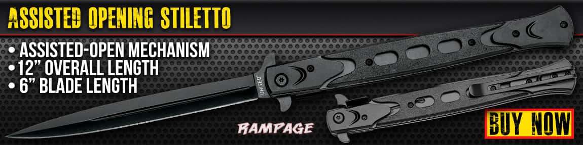 United Cutlery Rampage Black Assisted Opening Stiletto