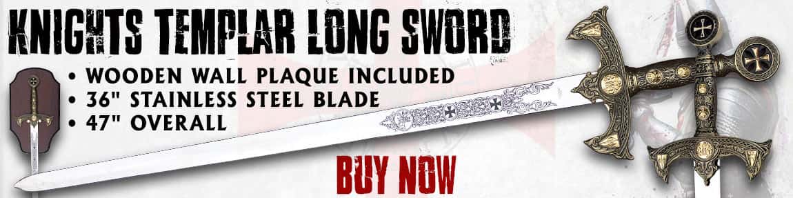 Legends In Steel Knights Templar Long Sword and Wall Plaque