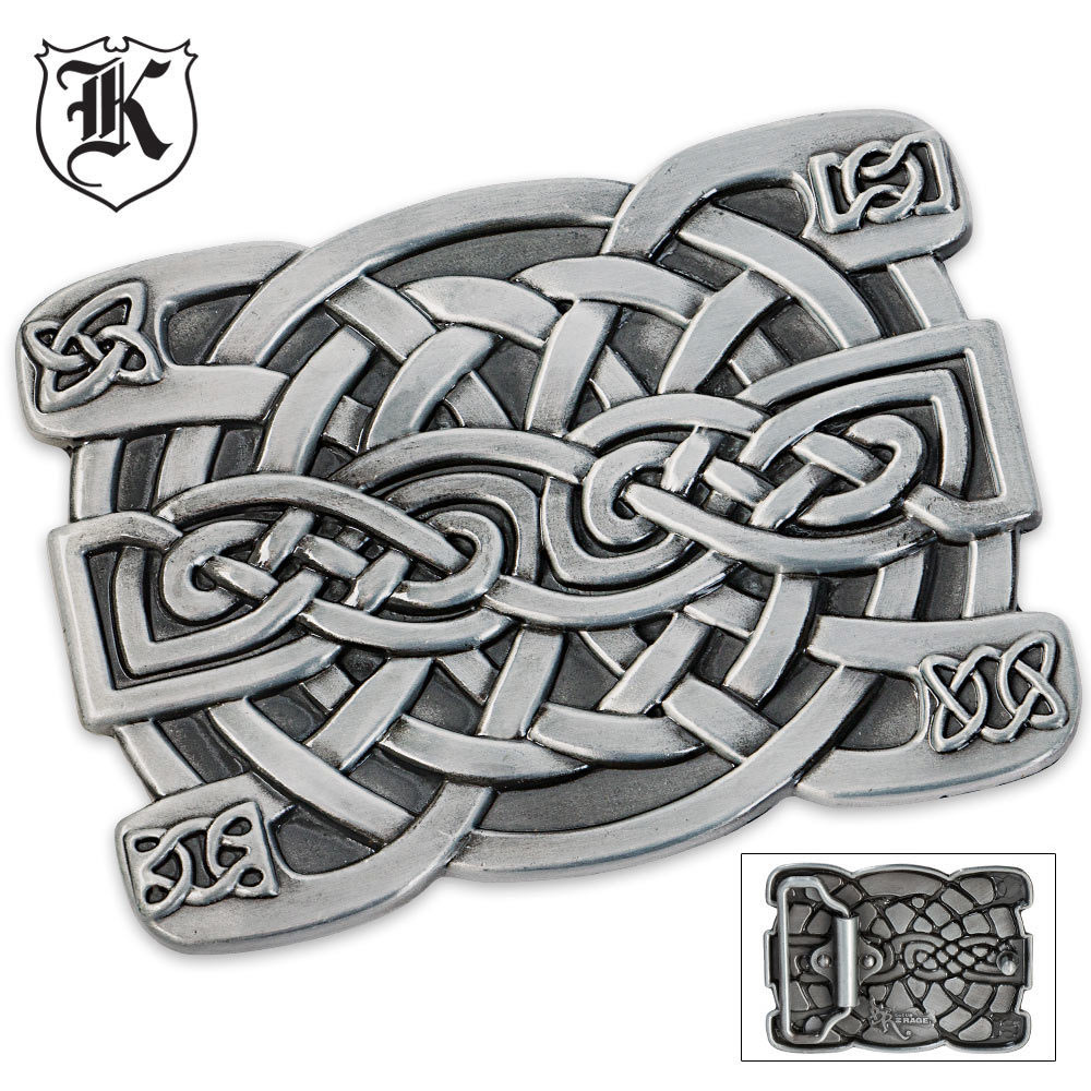 Celtic Knot Rectangular Zinc Alloy Belt Buckle Large | Kennesaw Cutlery