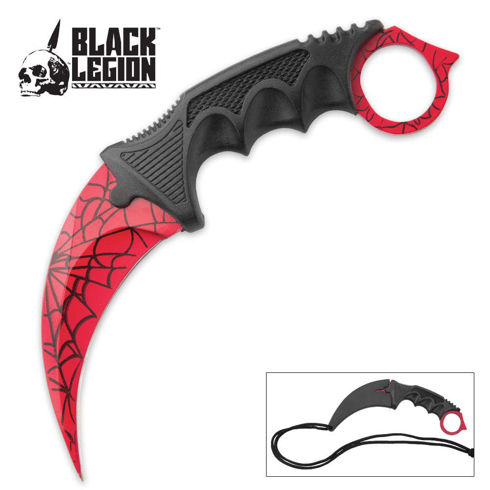 Black Legion Red Spider Web Karambit | BUDK.com - Knives & Swords At ...