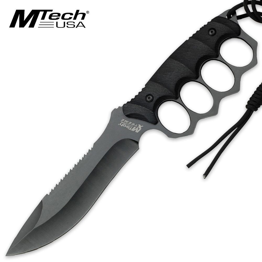 Mtech Xtreme Knuckle Guard Handle Fixed Blade Knife Black