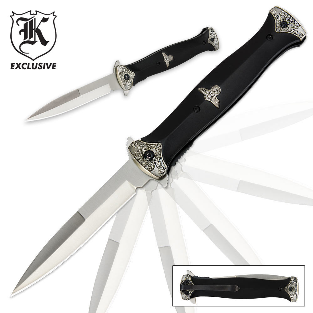 German SS Leader Black AssistedOpen Folding Knife Knives