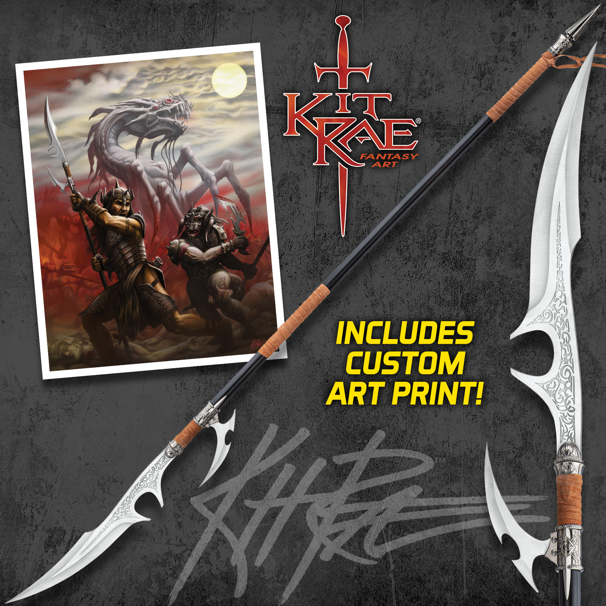 Kit Rae Ellexdrow War Spear With Art Free Shipping!