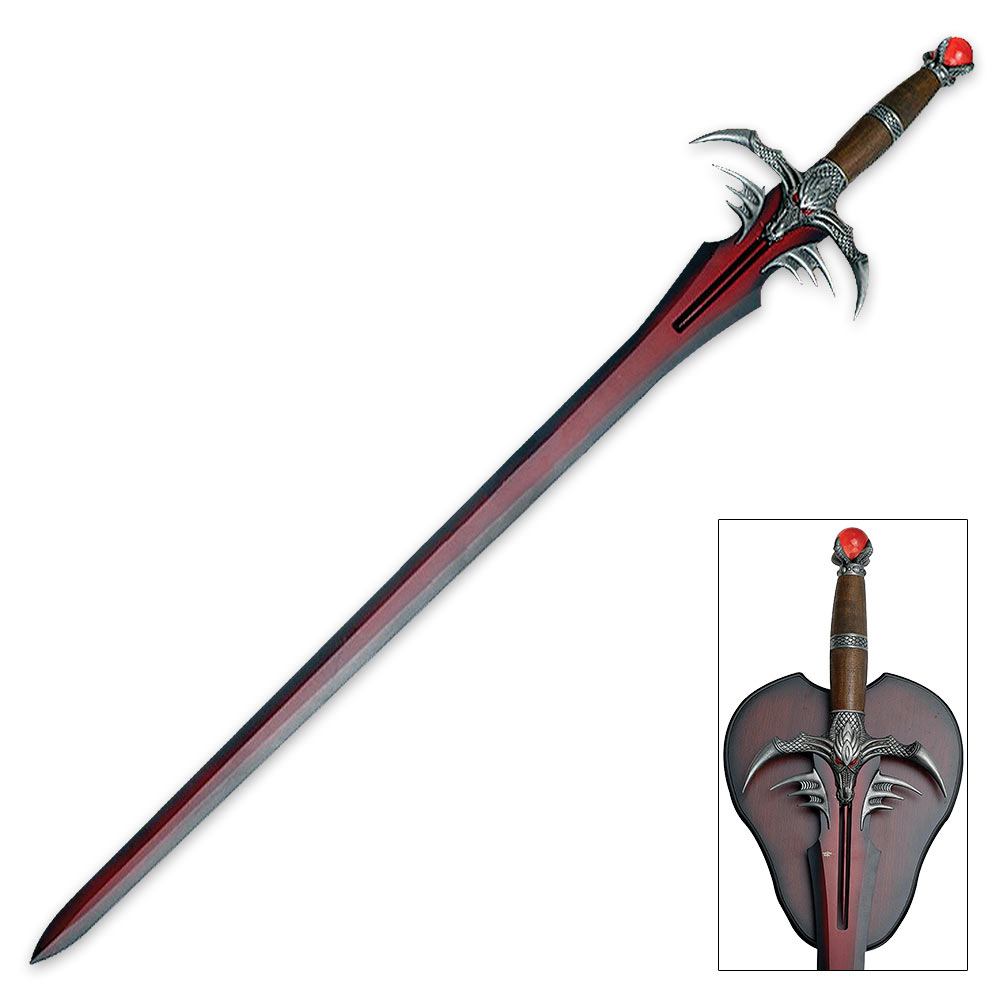 Fantasy Sword  Red  And Black With Display Plaque BUDK com 