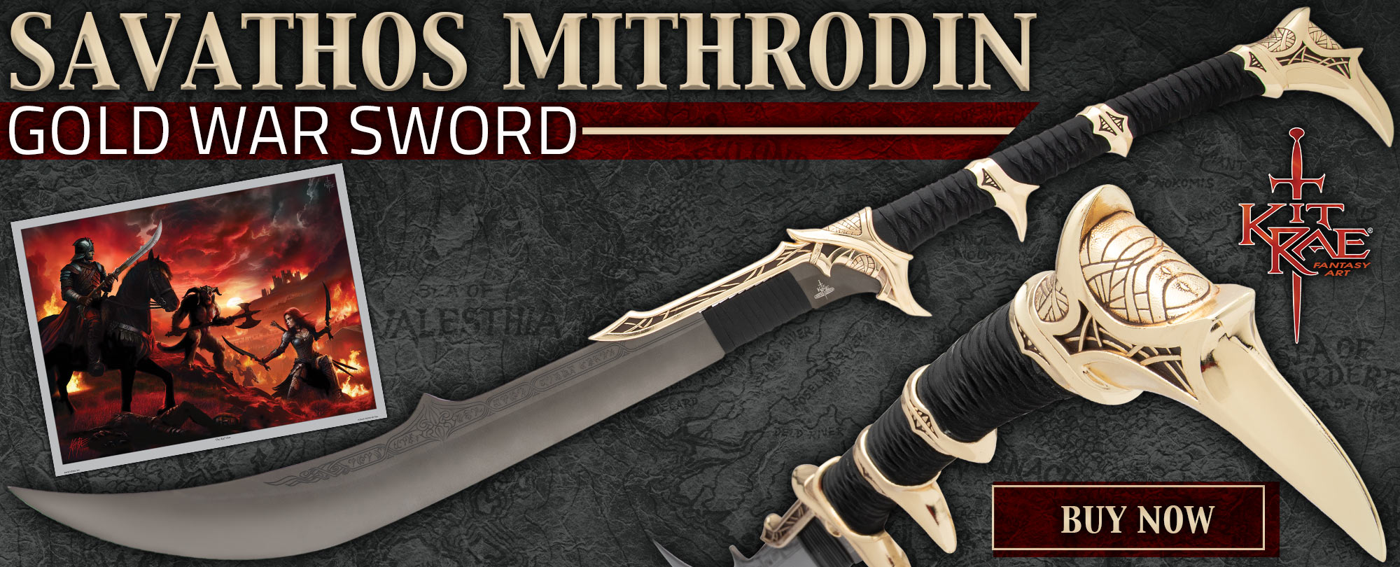 Kit Rae Savathos Mithrodin Gold War Sword