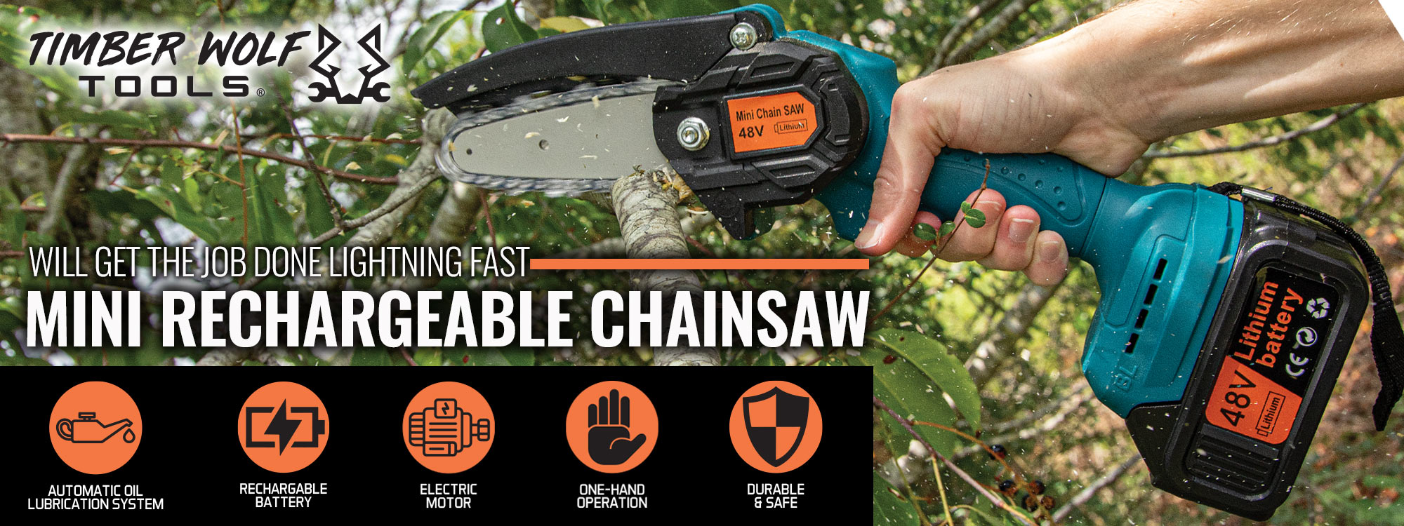 Timber Wolf Tools Mini Rechargeable Chainsaw
