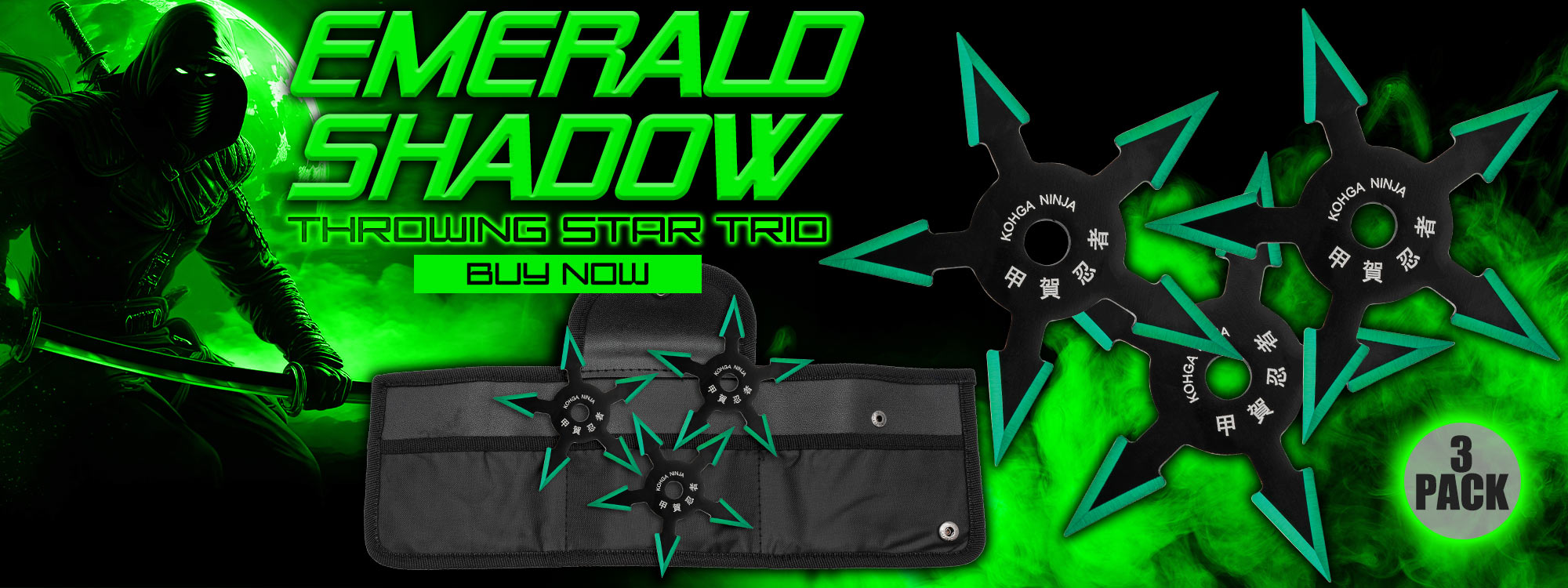 On Target Emerald Shadow Throwing Star Trio