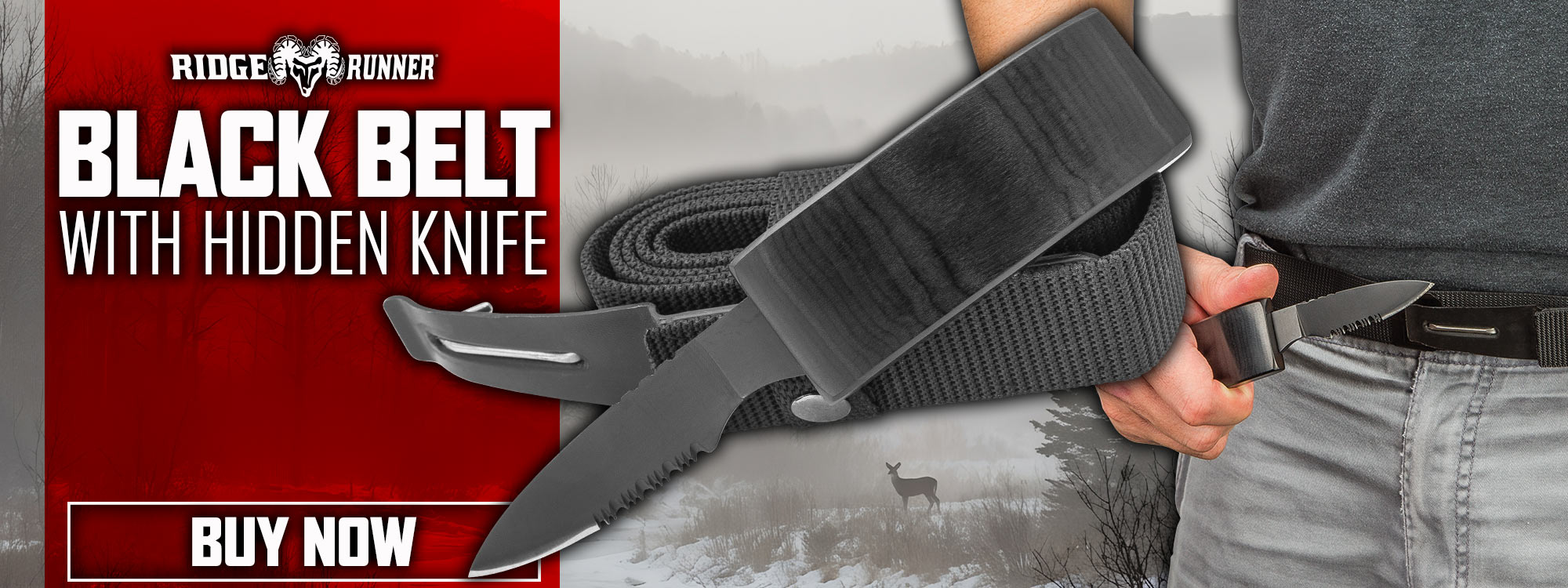 Ridge Runner Black Belt with Hidden Knife