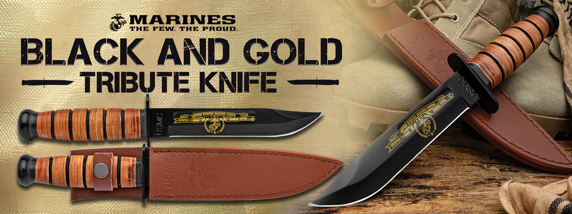 USMC Black and Gold Tribute Knife