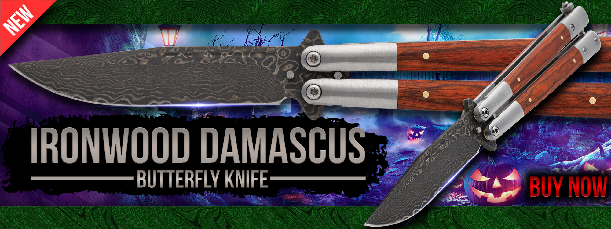 Ironwood Damascus Butterfly Knife