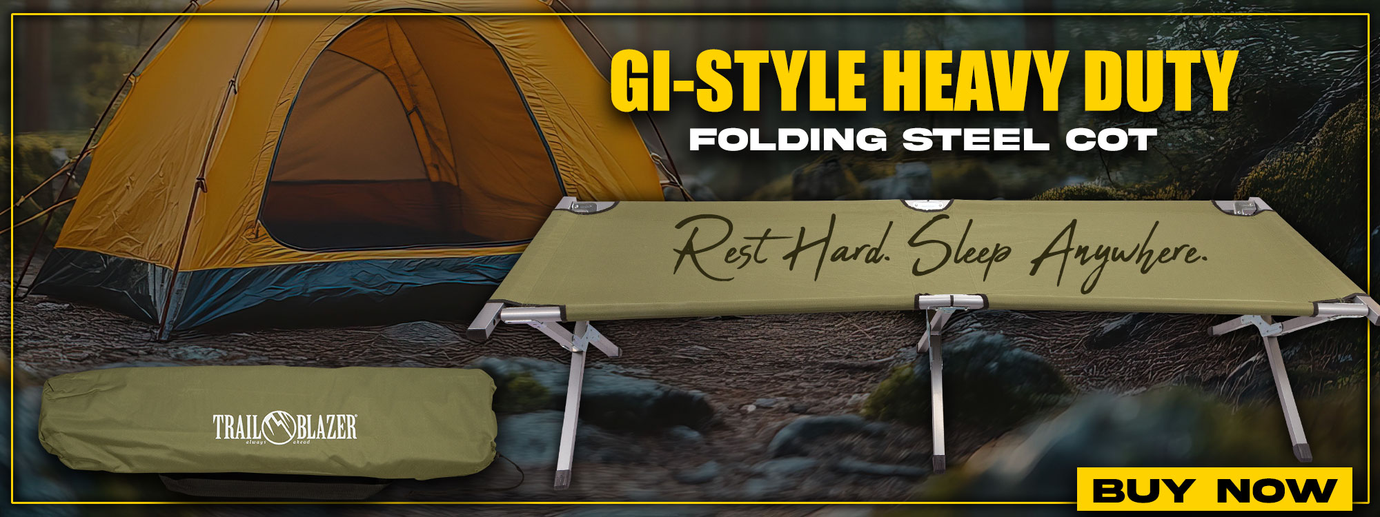 GI-Style Heavy Duty Folding Steel Cot