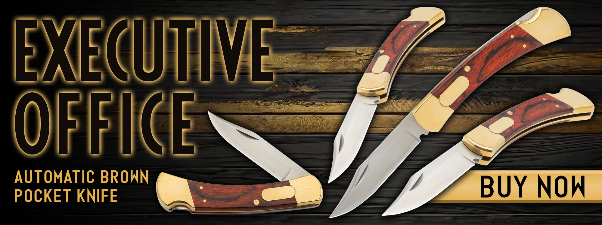 Executive Office Automatic Brown Pocket Knife 