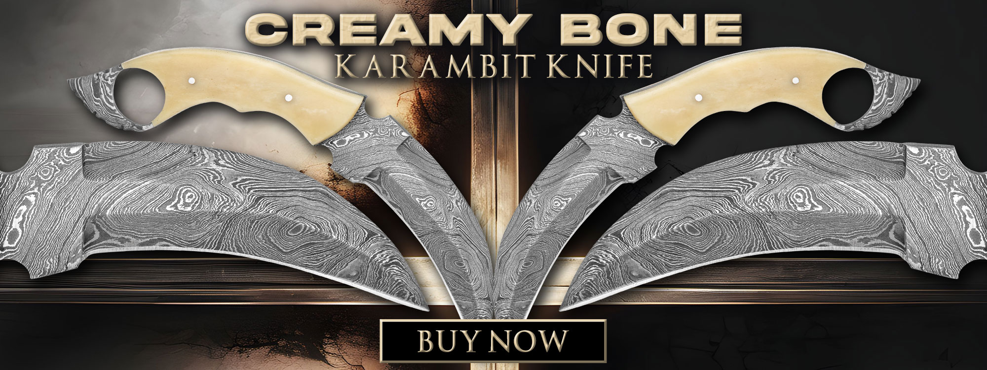 Timber Wolf Creamy Bone Karambit Knife With Sheath