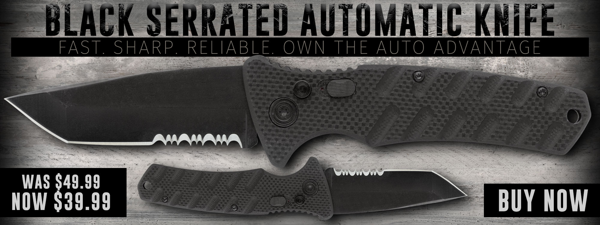 Black Serrated Automatic Knife