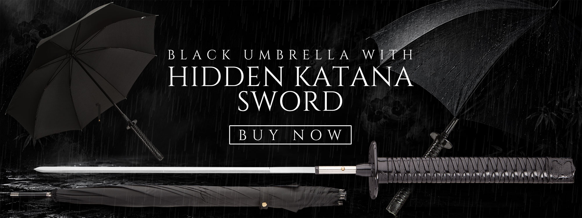 Black Umbrella with Hidden Katana Sword