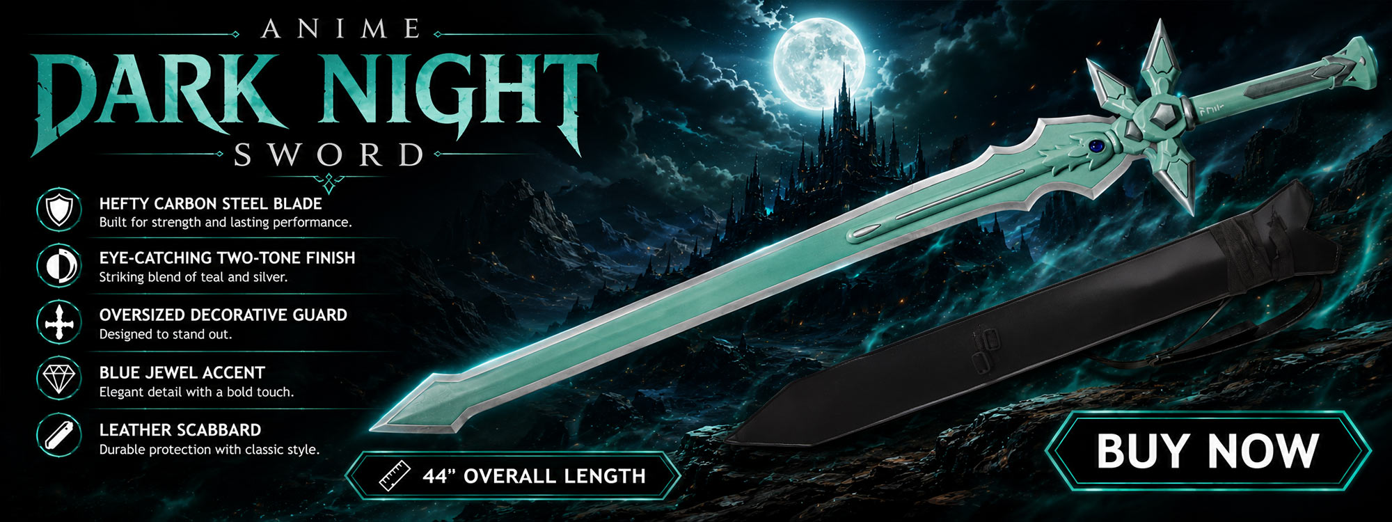Anime Dark Night Sword With Sheath