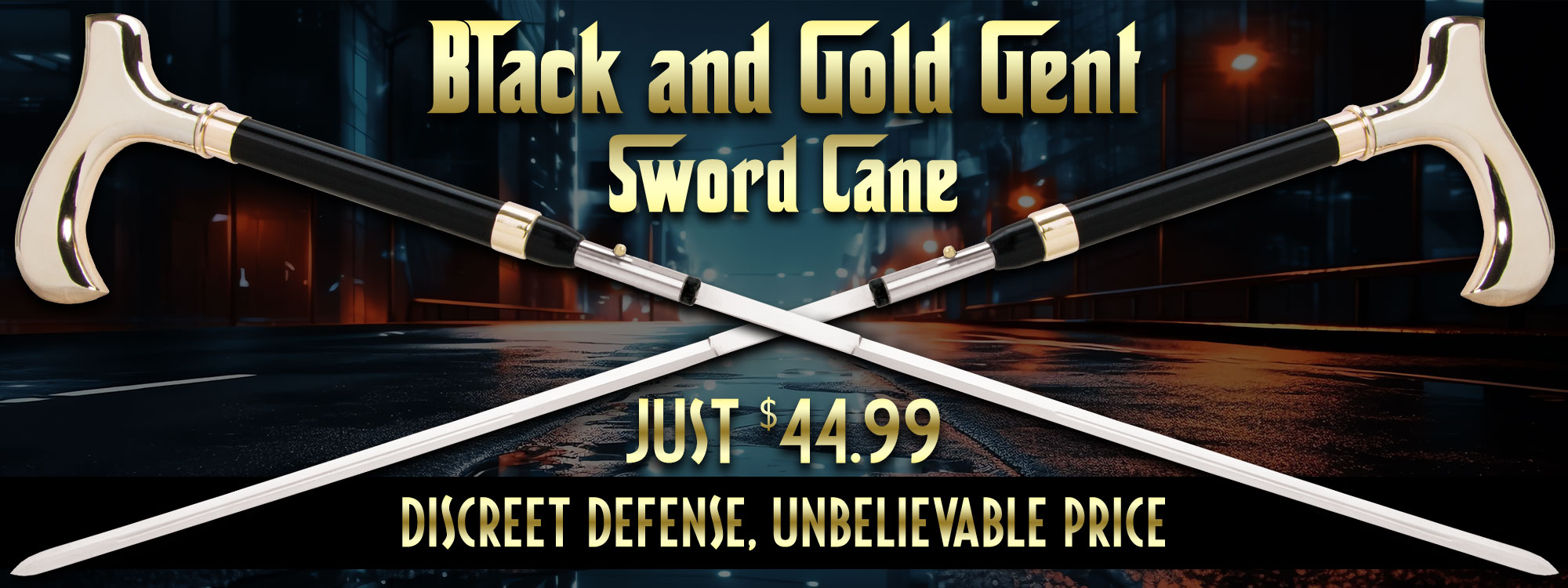 Black and Gold Gent Sword Cane