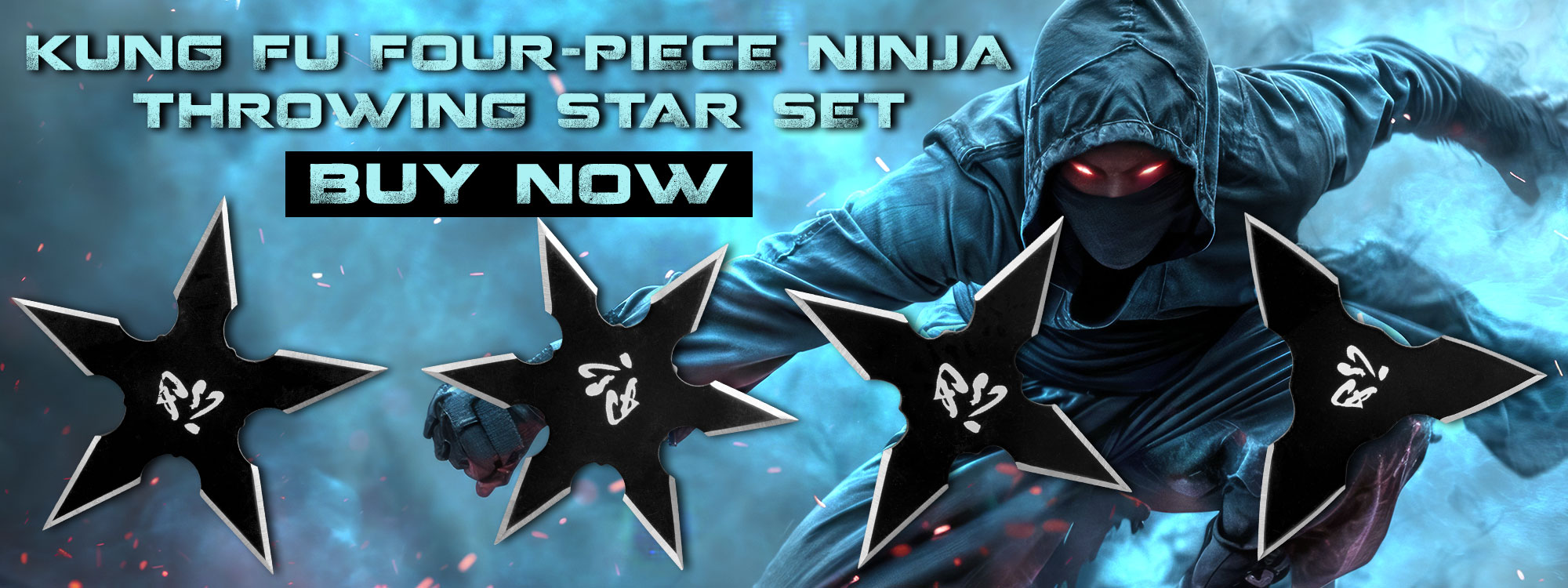 Kung Fu Four-Piece Ninja Throwing Star Set With Pouch