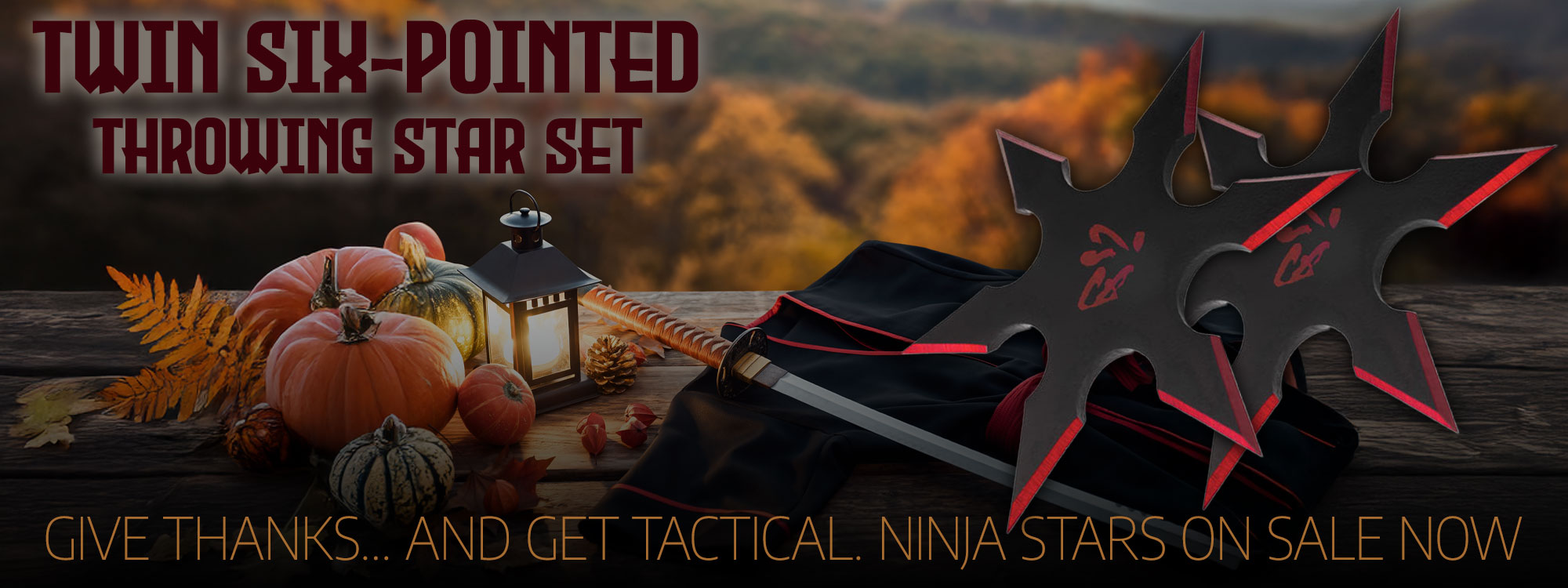 On Target Twin Six-Pointed Throwing Star Set with Nylon Pouch