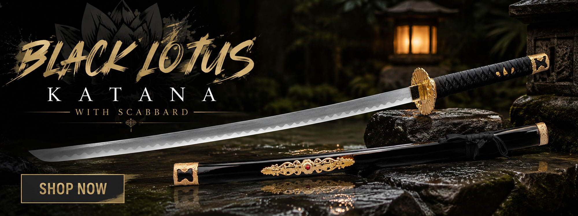 Black Lotus Katana With Scabbard