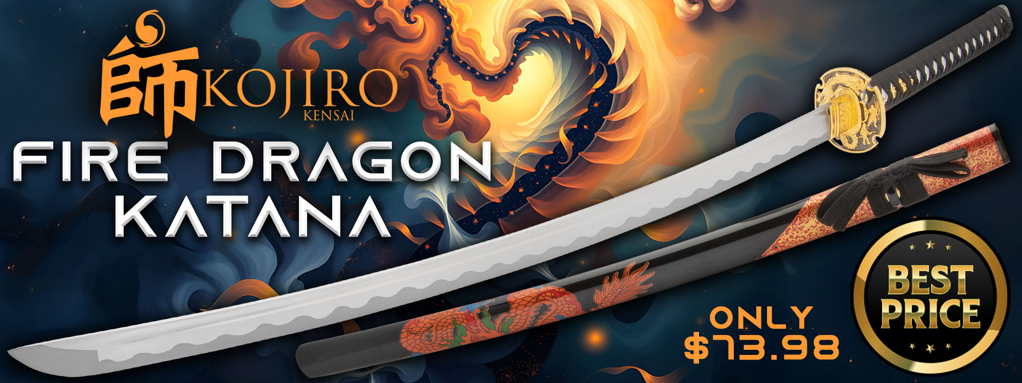 Kojiro Fire Dragon Katana And Scabbard