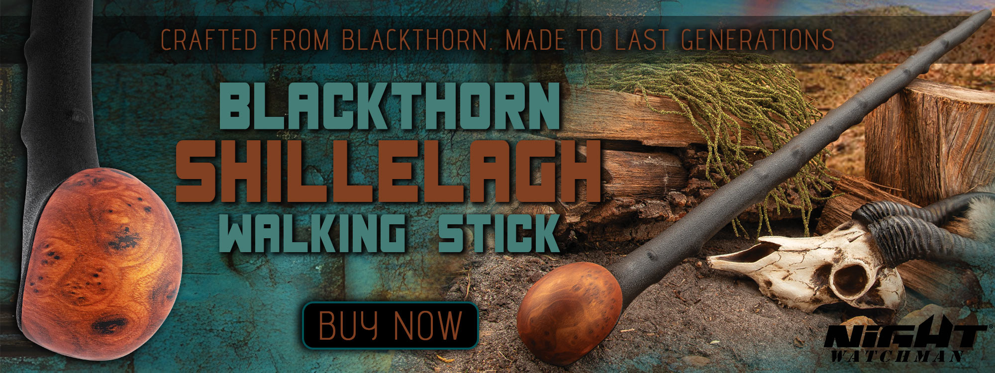 Night Watchman Blackthorn Shillelagh Walking Stick