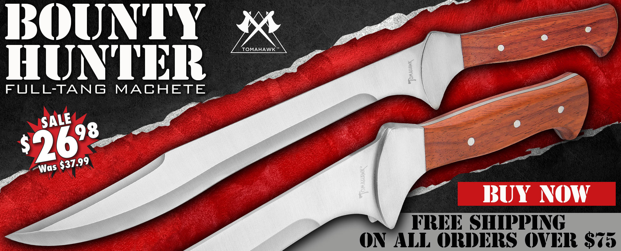 Tomahawk Brand® Big Bounty Hunter Full Tang Machete With Sheath