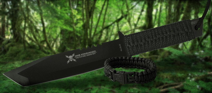 M48 Kommando Tanto Knife & Sheath Free Paracord Bracelet 