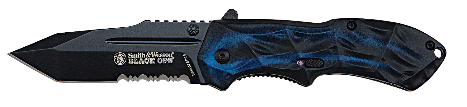 Smith & Wesson Black Ops Assisted Opening Pocket Knife Blue Tanto
