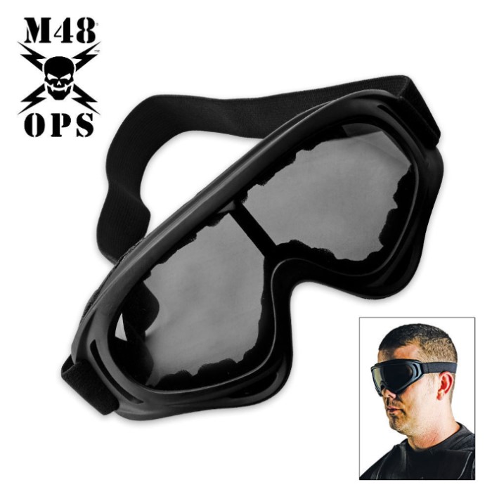 M48 Gear Tactical Wind Goggles Black Survival