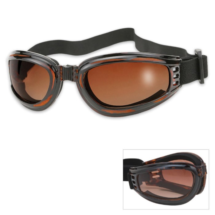 Protective Goggles w/ Shatterproof Lenses Tortoise & Brown True Swords