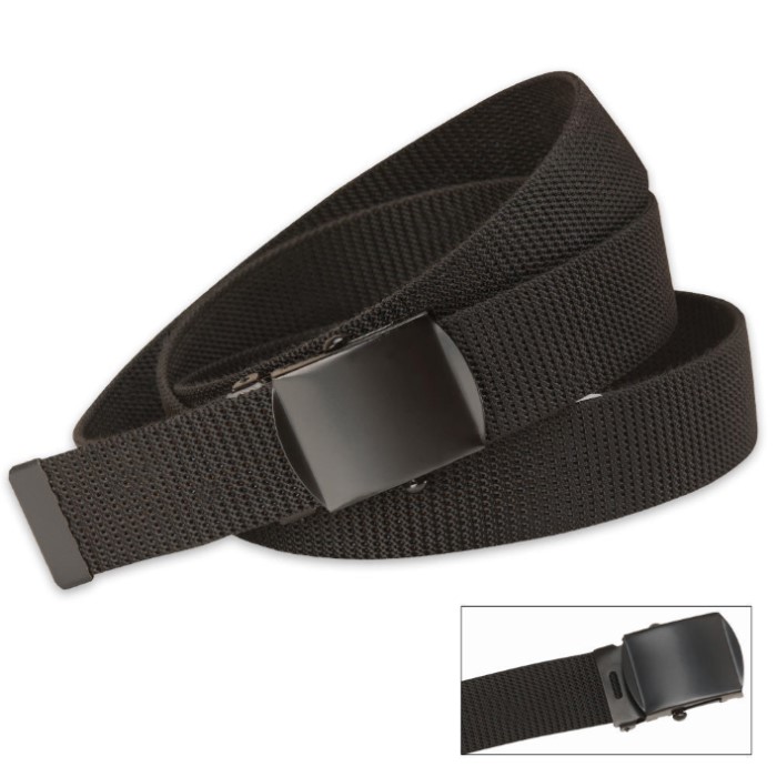 Black Nylon Web Belt With Black Buckle | Kennesaw Cutlery