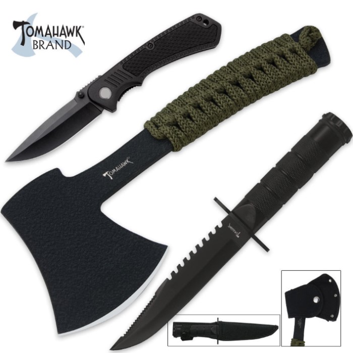 Tomahawk ThreePiece Survival Set Knives & Swords At The
