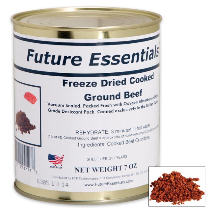 Future Essentials 7oz FreezeDried Ground Beef in VacuumSealed Can
