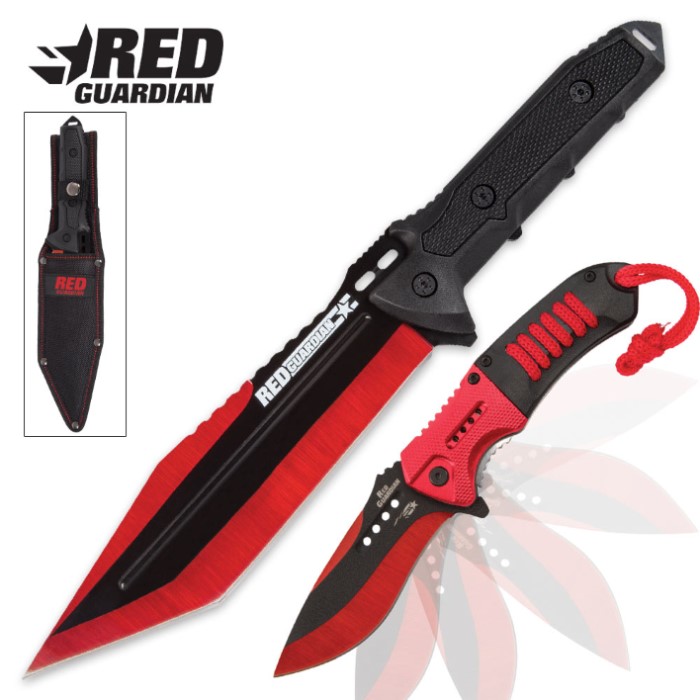 Black Legion Red Guardian Tanto Fixed Blade and Assisted Opening Pocket ...