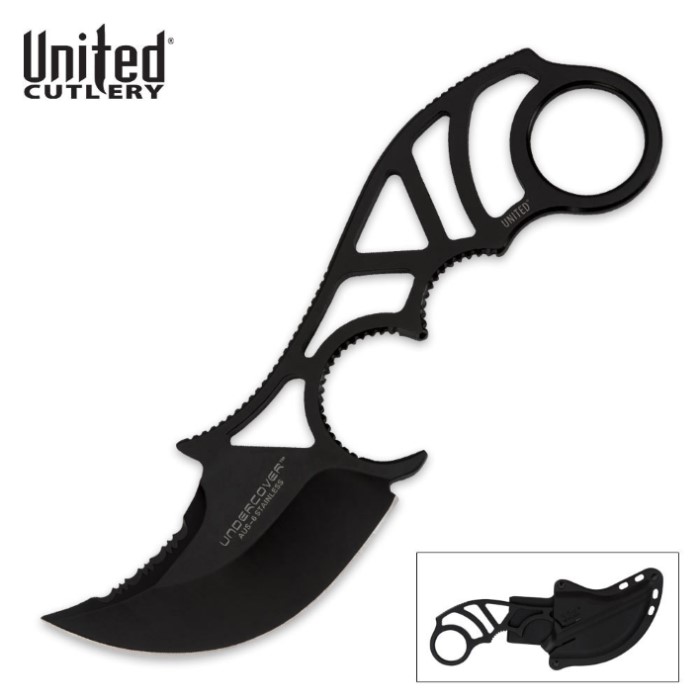 Rhino Skeletonized Self Defense Karambit Knife w/ Sheath True Swords