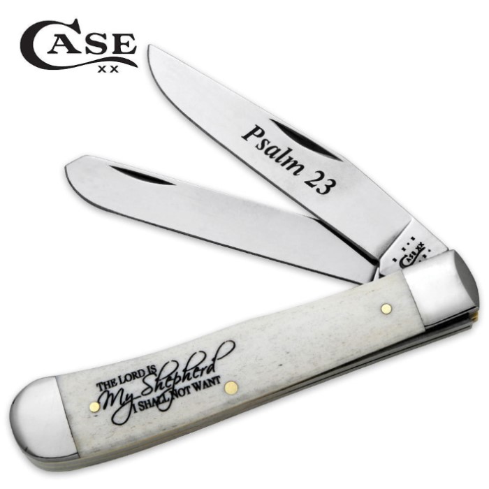 Case Psalm 23 Bible Verse Trapper Pocket Knife Kennesaw Cutlery