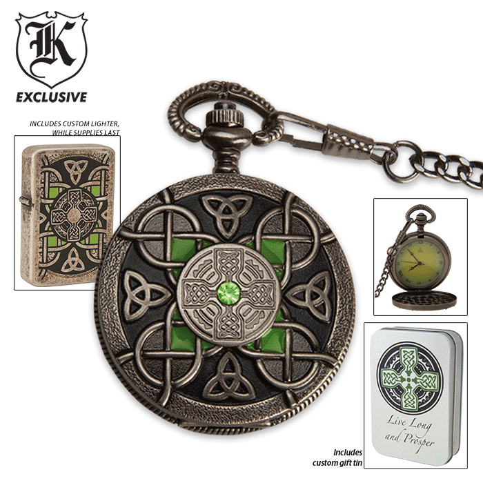 Celtic Pocket Watch With Lighter