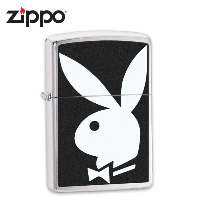 Zippo Playboy Classic Logo Chrome Lighter True Swords