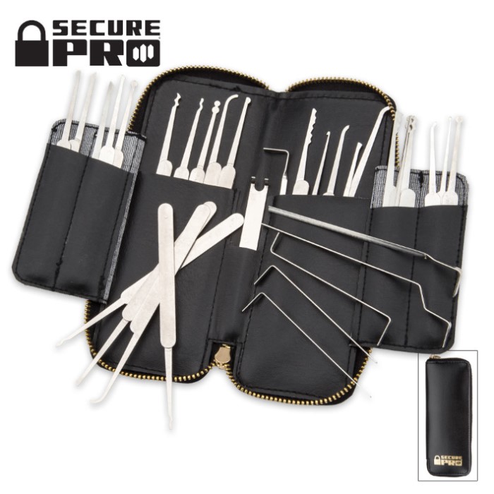 Secure Pro 33-Piece Lock Picking Set With Zippered Case | Kennesaw Cutlery