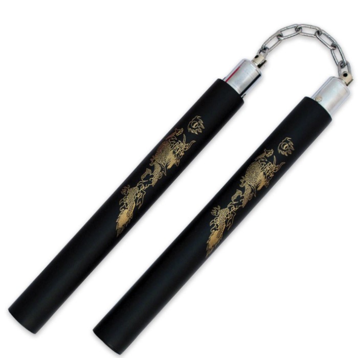 Foam Training Dragon Nunchaku Black and Gold | BUDK.com - Knives ...