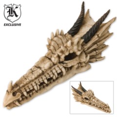 Dragon Skull Wall Mount True Swords Fantasy Décor Resin Dragon Skull Wall Mountable