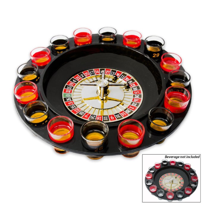 Roulette Wheel Drinking Game Set - 16 Shot Glasses | True Swords