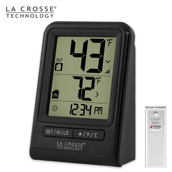 La Crosse Technology Wireless Indoor/Outdoor Thermometer Black