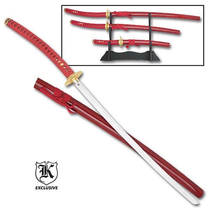 3-Piece Red Dragon Sword Set | BUDK.com - Knives & Swords At The Lowest ...