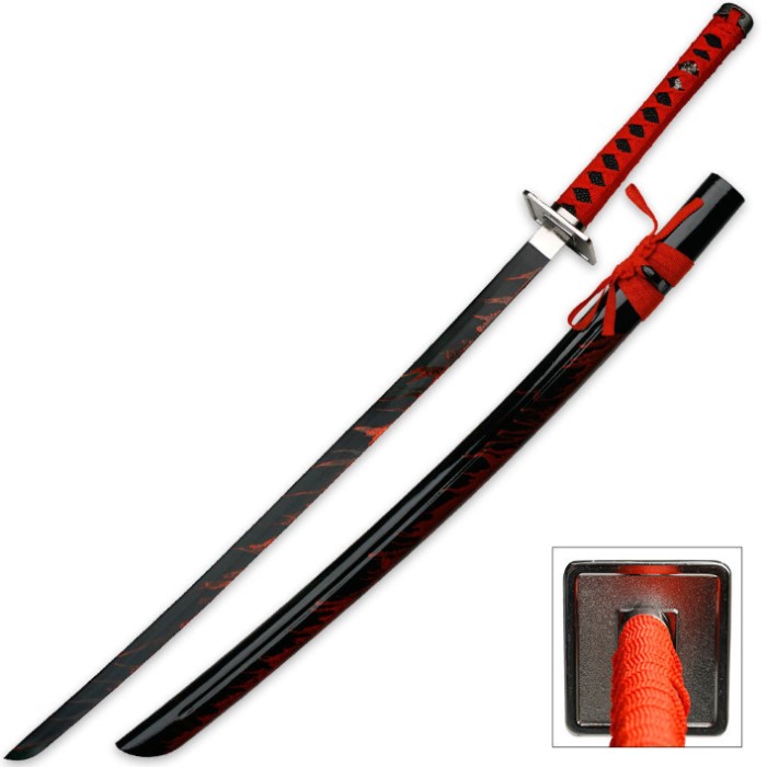 Blood Warrior Black Katana Sword With Scabbard | BUDK.com - Knives ...