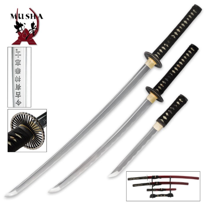 Red Hand Forged Samurai Sword Set | BUDK.com - Knives & Swords At The ...