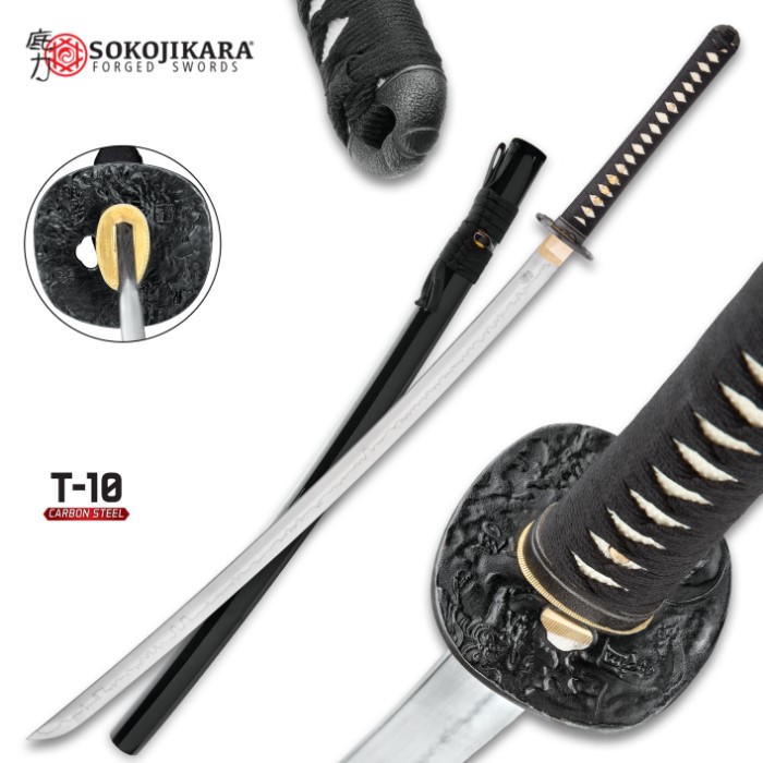  Shinwa Colossus Yoru Handmade Odachi/Giant Samurai Sword -  Exclusive, Hand Forged Black Damascus Steel; Genuine Ray Skin; Dragon Tsuba  - Functional, Full Tang, Battle Ready - 60 : Martial Arts