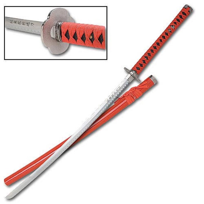 Traditional Red & Black Samurai Sword | True Swords