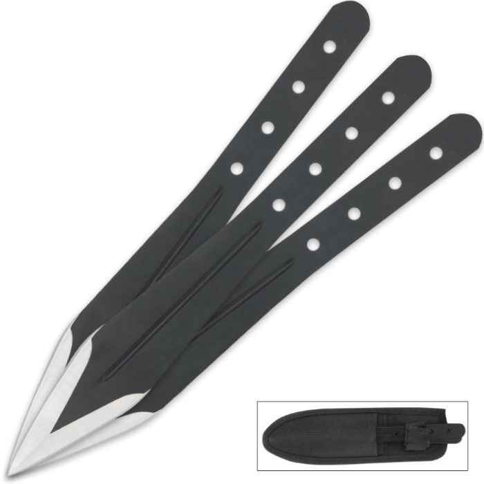 Black Spike Throwing Knife 3 Pack & sheath | BUDK.com - Knives & Swords ...